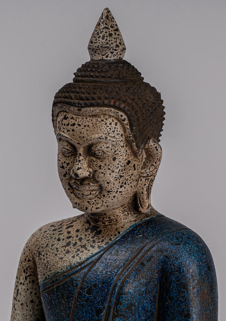 Estatua de Buda - Estatua de Buda de Buda de Madera Estilo Antiguo de Estilo Jemer - 32 cm/13 "