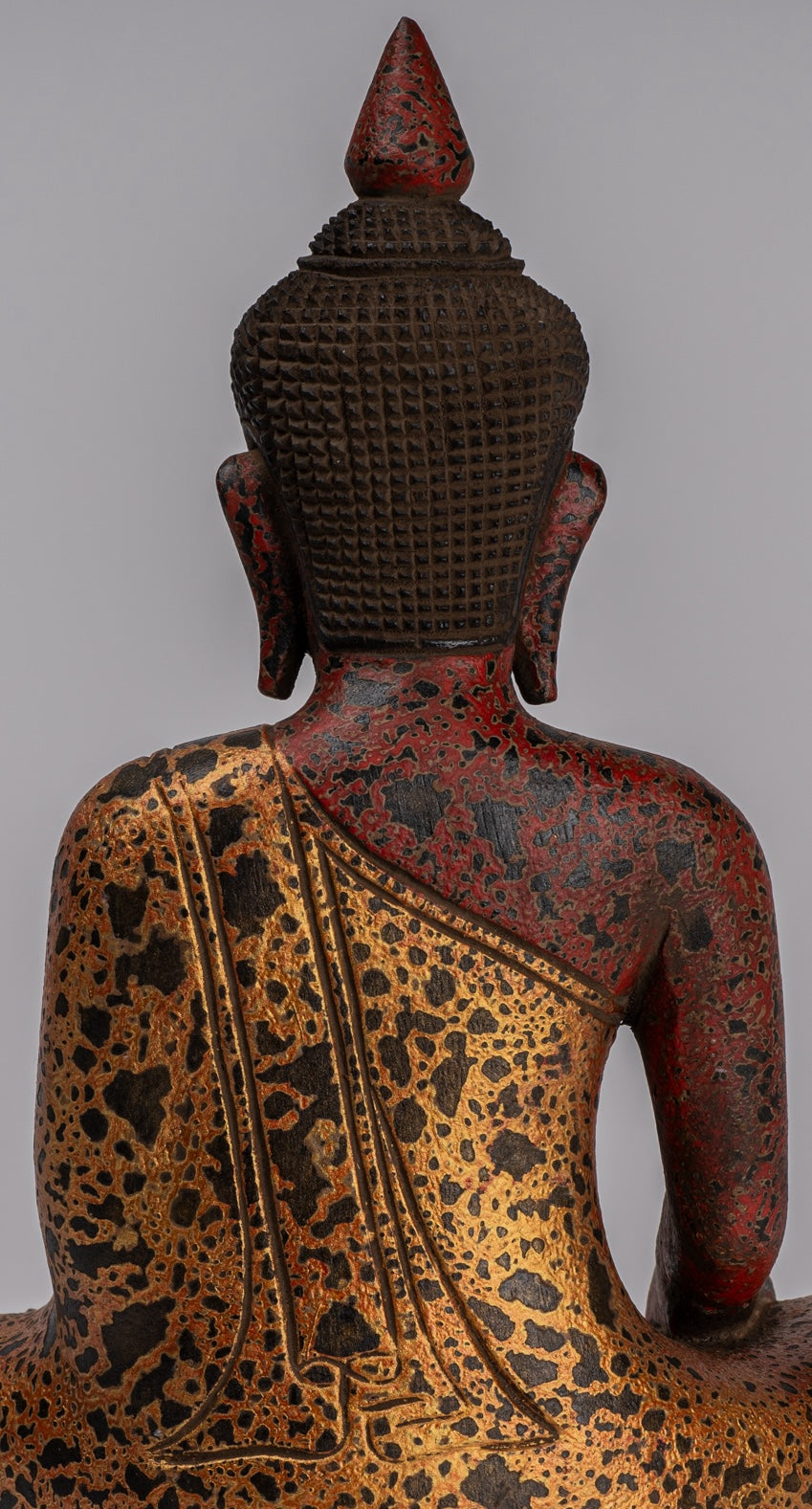 Copy of Buddha Statue - Antique Khmer Style SE Asia Seated Wood Enlightenment Buddha Statue - 33cm/13"