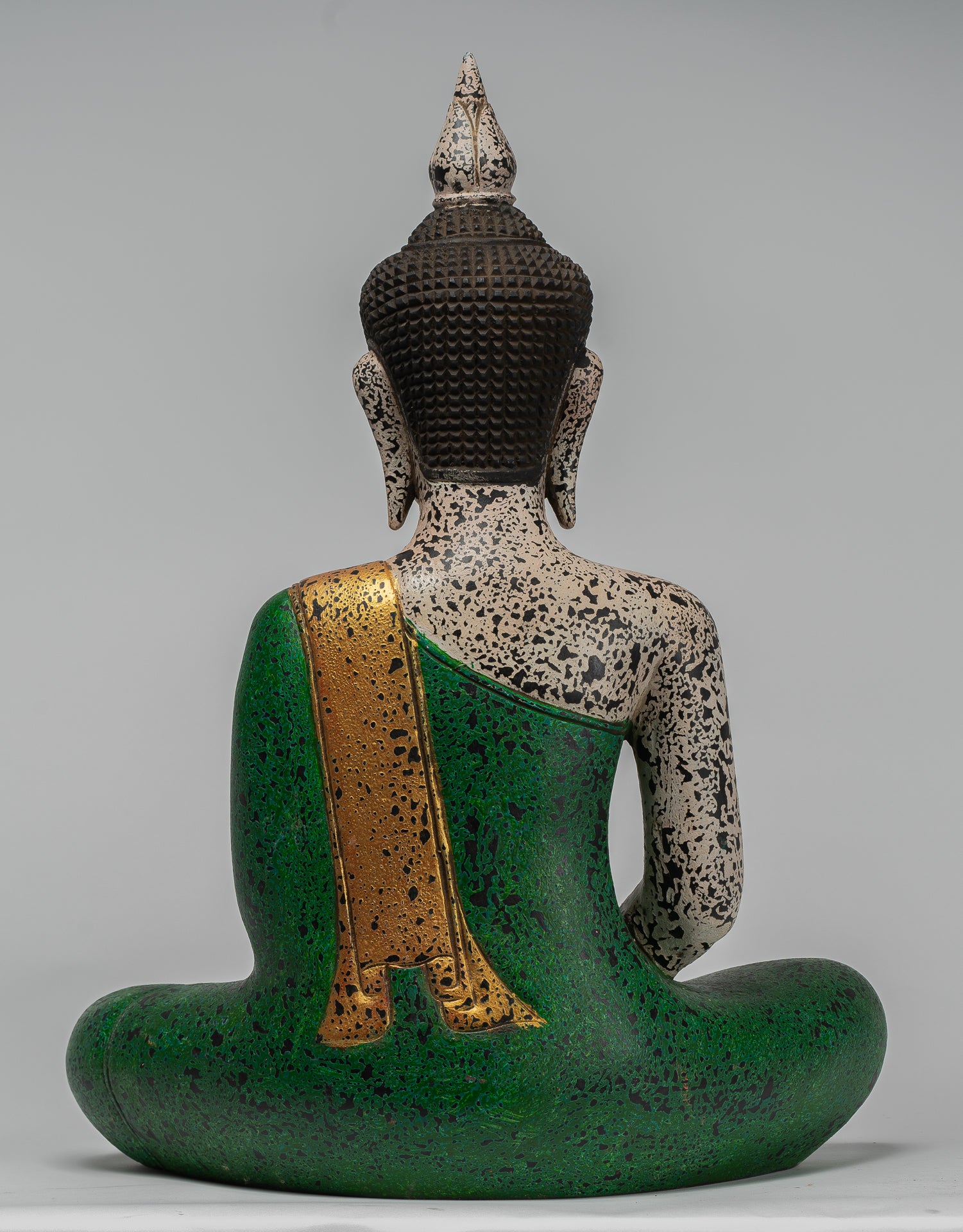 Buddha Sculpture - Antique Khmer Style Wood Seated Buddha Statue Dhyana Meditation Mudra - 54cm/22"