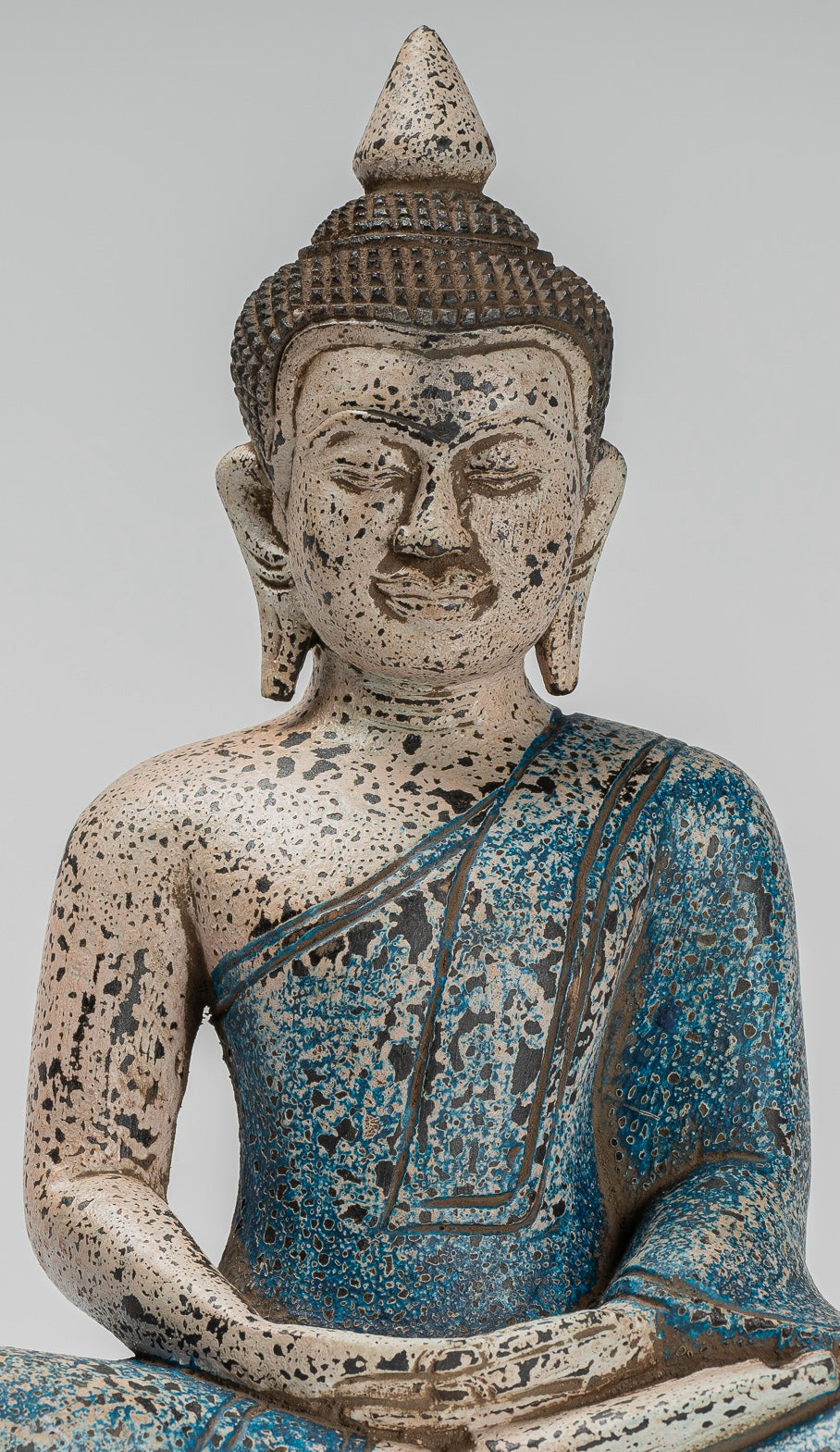 Escultura de Buda - Estatua de Buda Sentada de madera de estilo jemer antiguo Dhyana Meditation Mudra - 27 cm/11 "