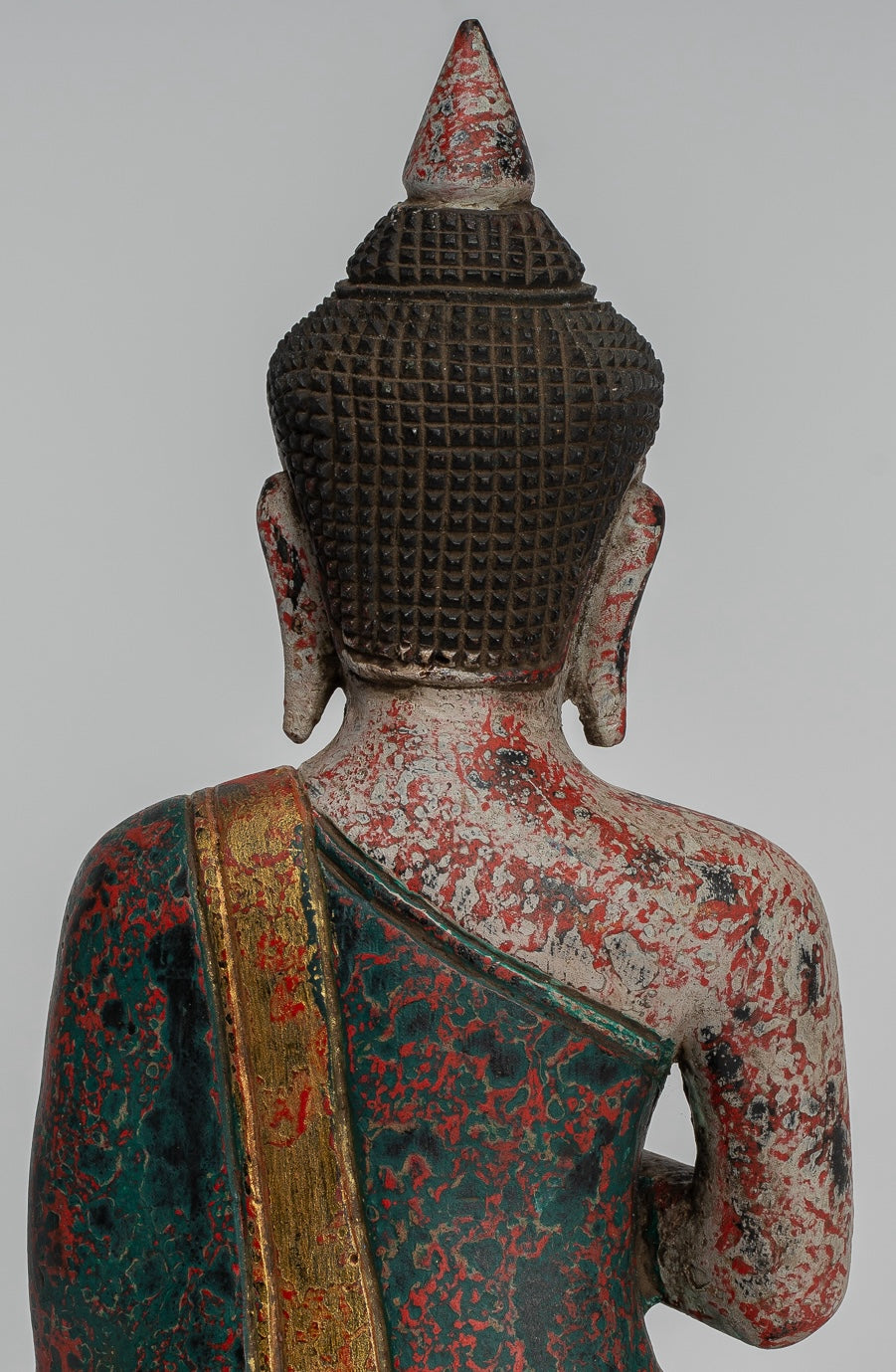 Statue Buddha - Antique Khmer in stile Cambogia Statue Buddha seduta Insegnamento Mudra - 27 cm/11 "