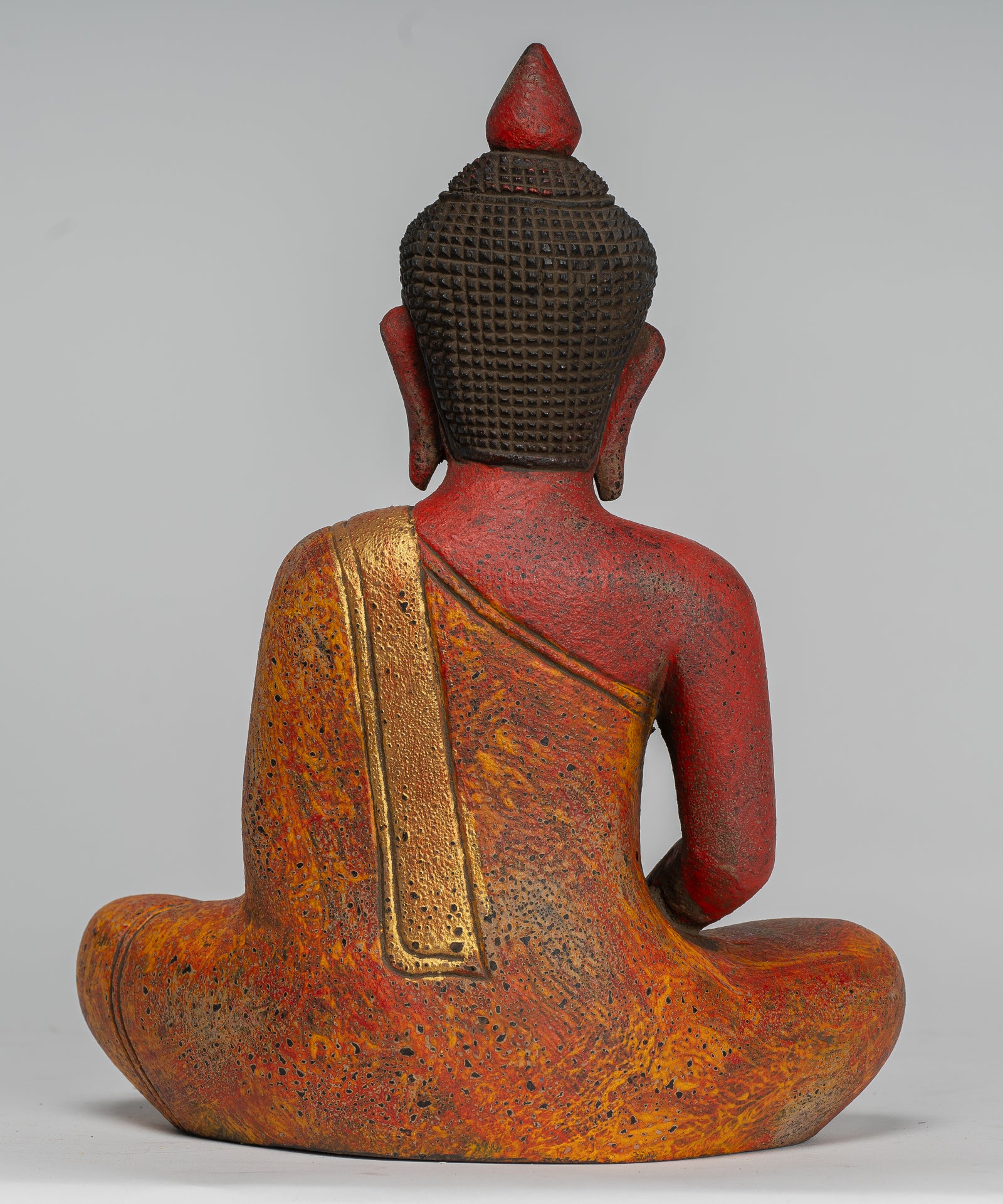 Buddha -Skulptur - antiker Khmer -Stil Holz sitzend Buddha Statue Dhyana Meditation Mudra - 27 cm/11 "