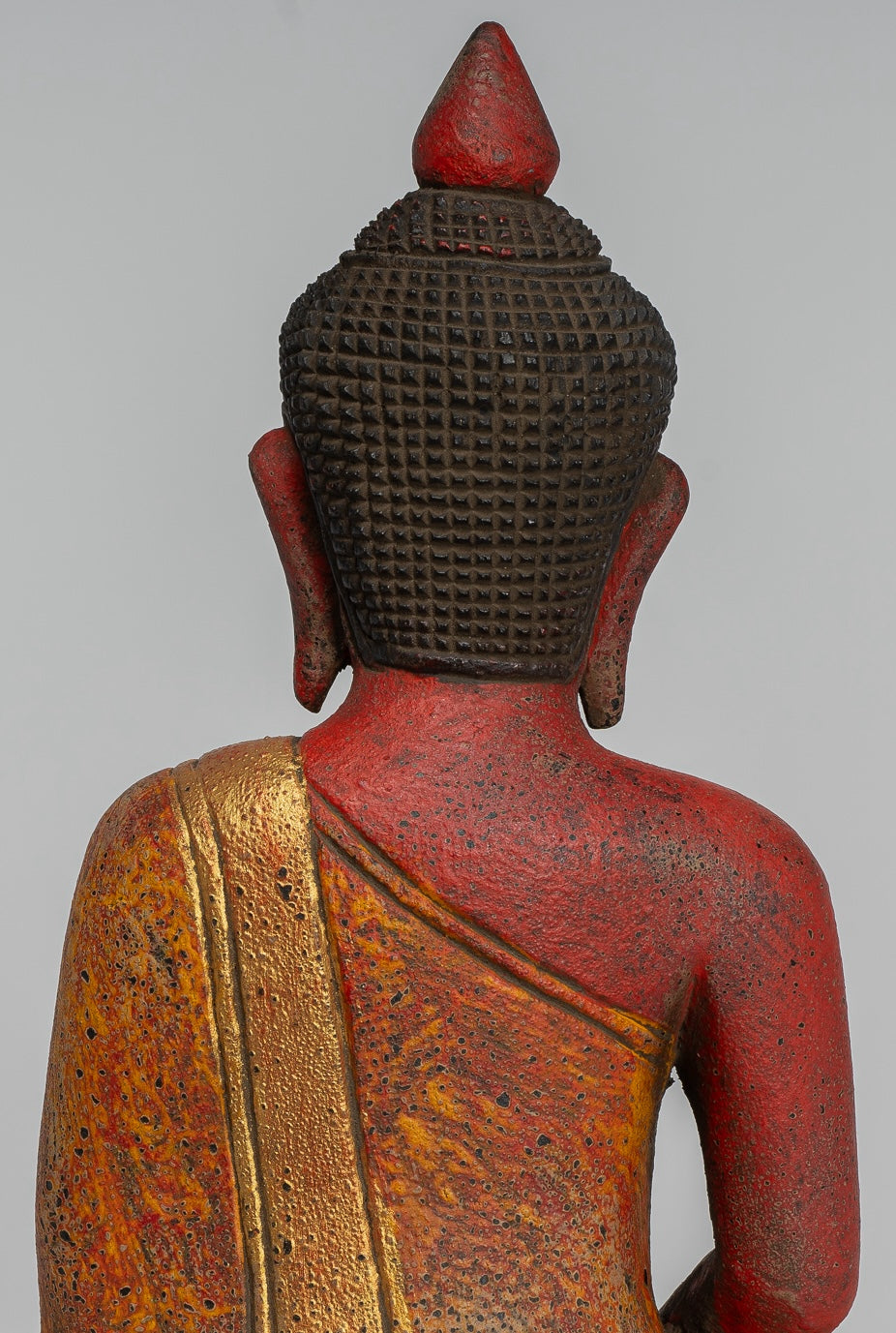 Buddha -Skulptur - antiker Khmer -Stil Holz sitzend Buddha Statue Dhyana Meditation Mudra - 27 cm/11 "