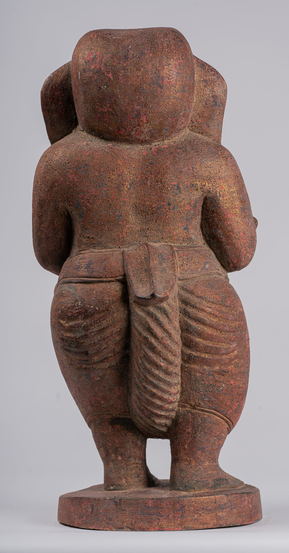 Elephant - Antique Khmer Style Standing Wood Elephant Statue - 53cm/21" Tall