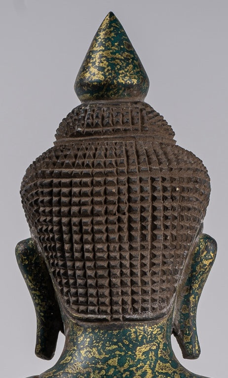 Buddha Sculpture - Buddha - Antique Khmer Style Seated Wood Buddha Statue Teaching Mudra - 39cm/16"