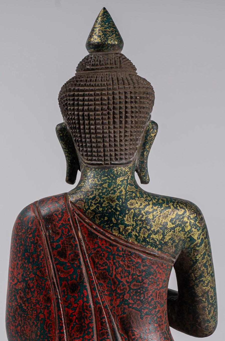 Buddha Sculpture - Buddha - Antique Khmer Style Seated Wood Buddha Statue Teaching Mudra - 39cm/16"