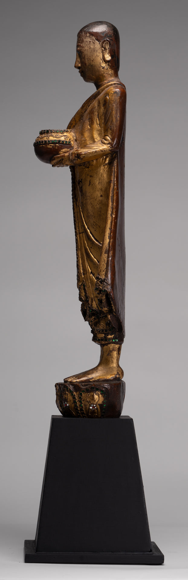 Estatua de Mandalay Monk de estilo birmano antiguo de estilo birmano - 90 cm/36 "