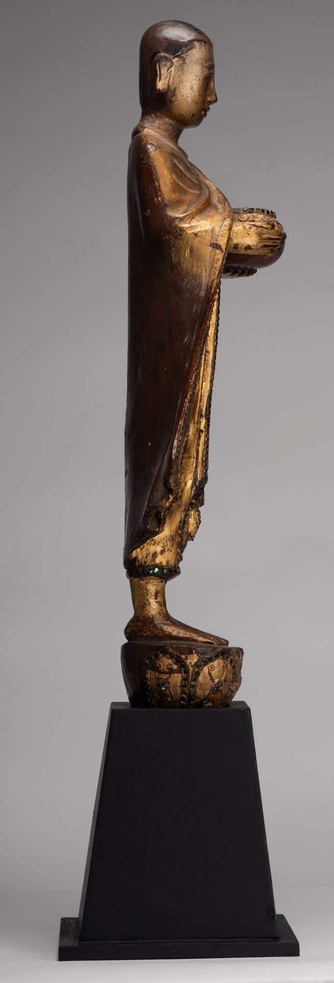 Estatua de Mandalay Monk de estilo birmano antiguo de estilo birmano - 90 cm/36 "