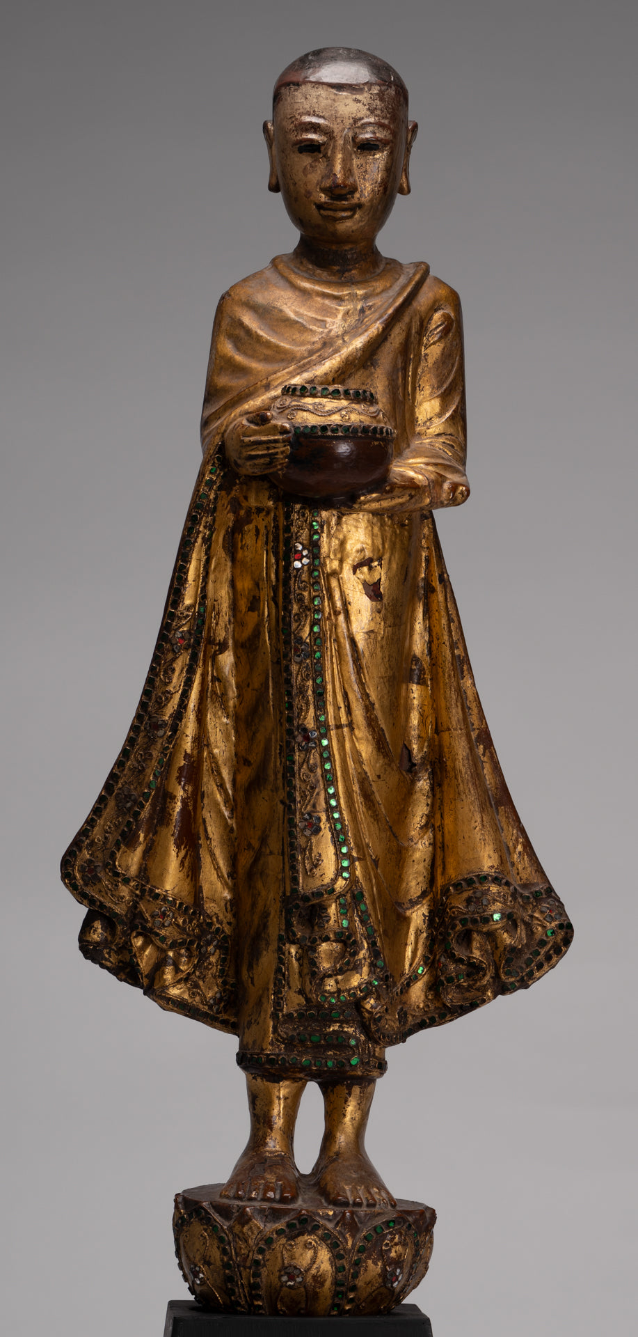 Estatua de Mandalay Monk de estilo birmano antiguo de estilo birmano - 90 cm/36 "