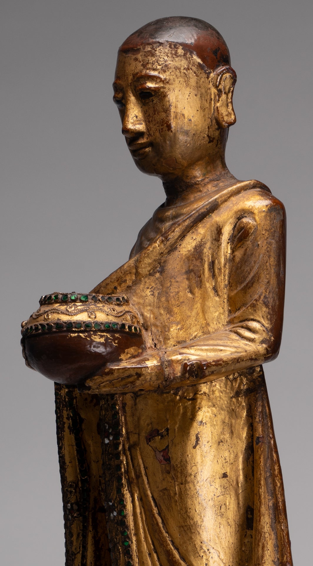 Estatua de Mandalay Monk de estilo birmano antiguo de estilo birmano - 90 cm/36 "