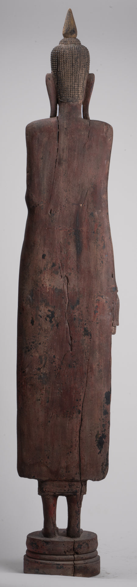 Grande statue de Bouddha - Antique Khmer Style Wood Protection Standing Lundi Bouddha Statue - 163 cm / 65 "