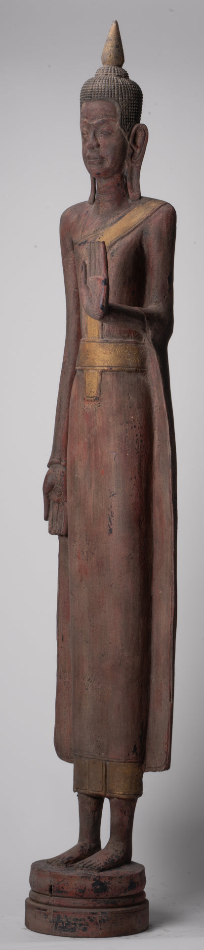 Grande statue de Bouddha - Antique Khmer Style Wood Protection Standing Lundi Bouddha Statue - 163 cm / 65 "