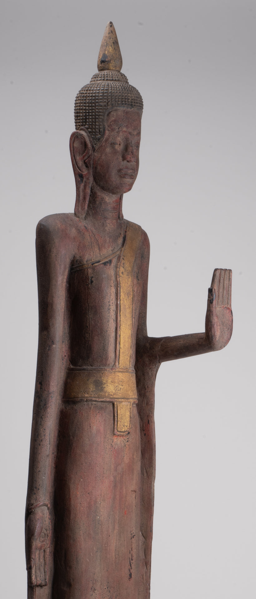 Grande statue de Bouddha - Antique Khmer Style Wood Protection Standing Lundi Bouddha Statue - 163 cm / 65 "