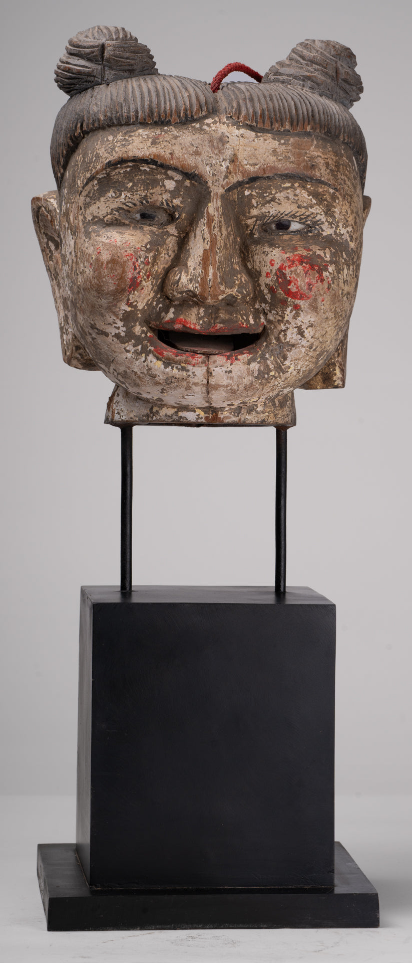 Antique Puppet Statue - Antique Burmese Style Painted Wood Puppet Head - 49cm/20"