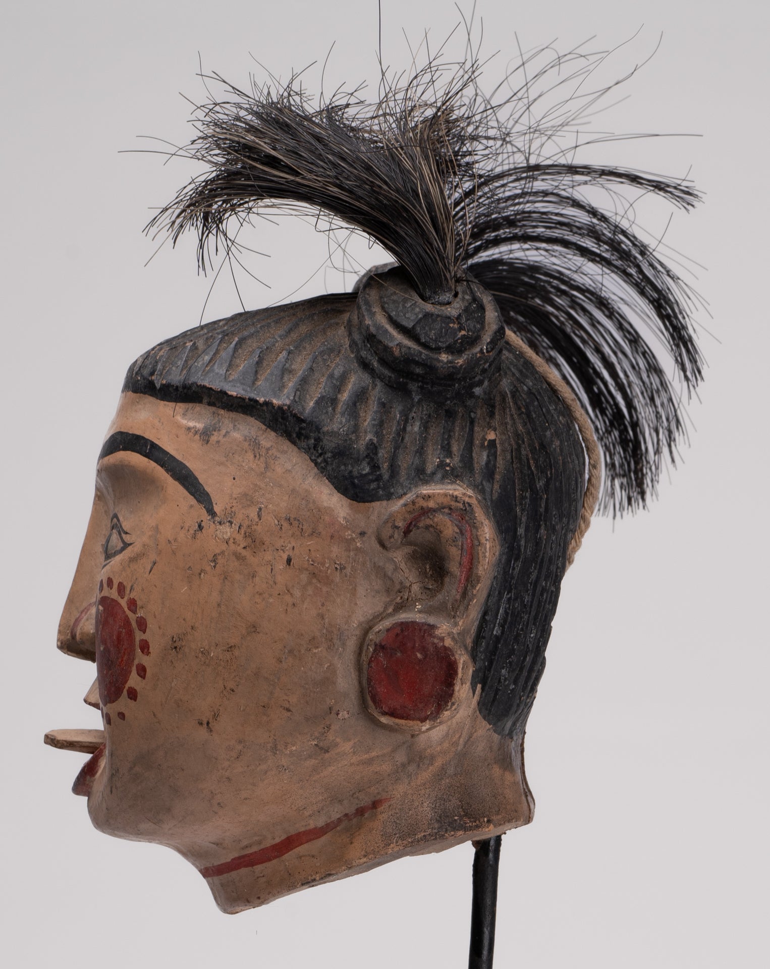 Antique Puppet Statue - Antique Burmese Style Painted Wood Puppet Head - 43cm/14"