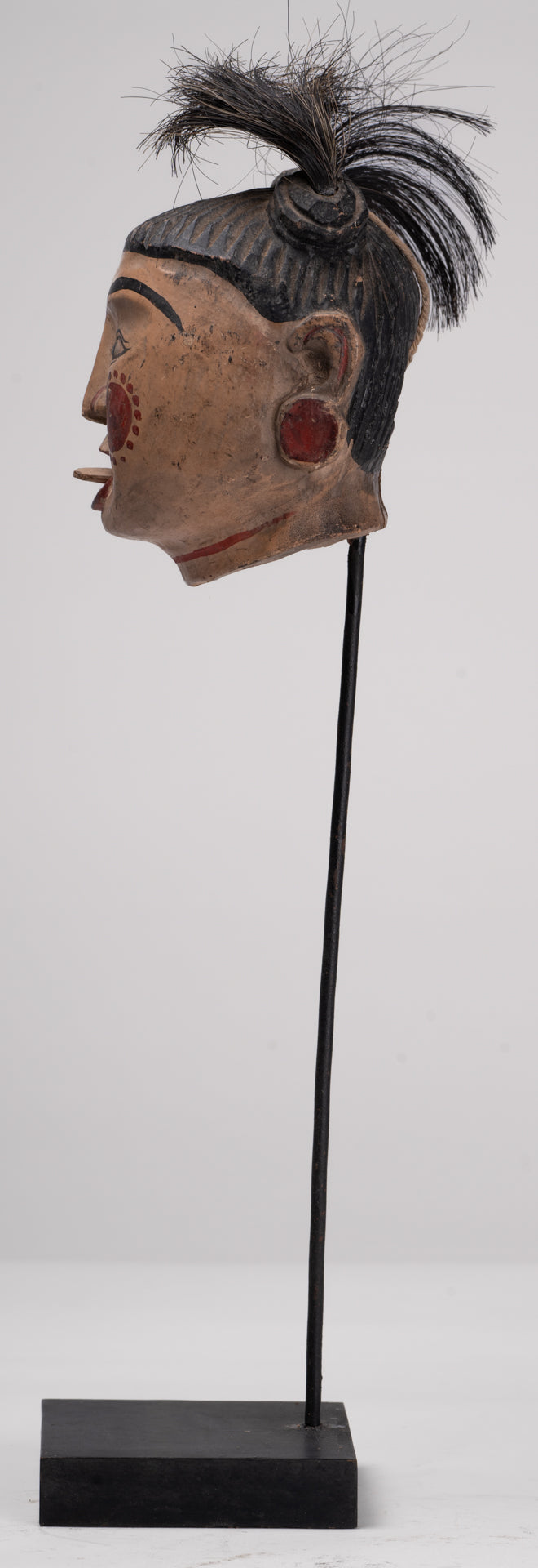 Antique Puppet Statue - Antique Burmese Style Painted Wood Puppet Head - 43cm/14"