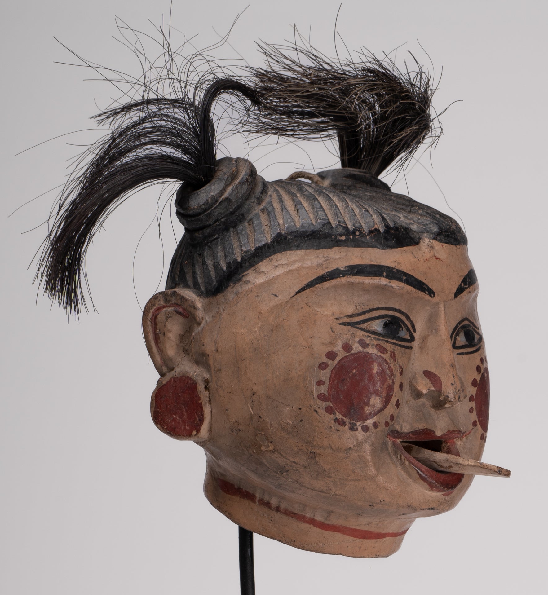 Antique Puppet Statue - Antique Burmese Style Painted Wood Puppet Head - 43cm/14"
