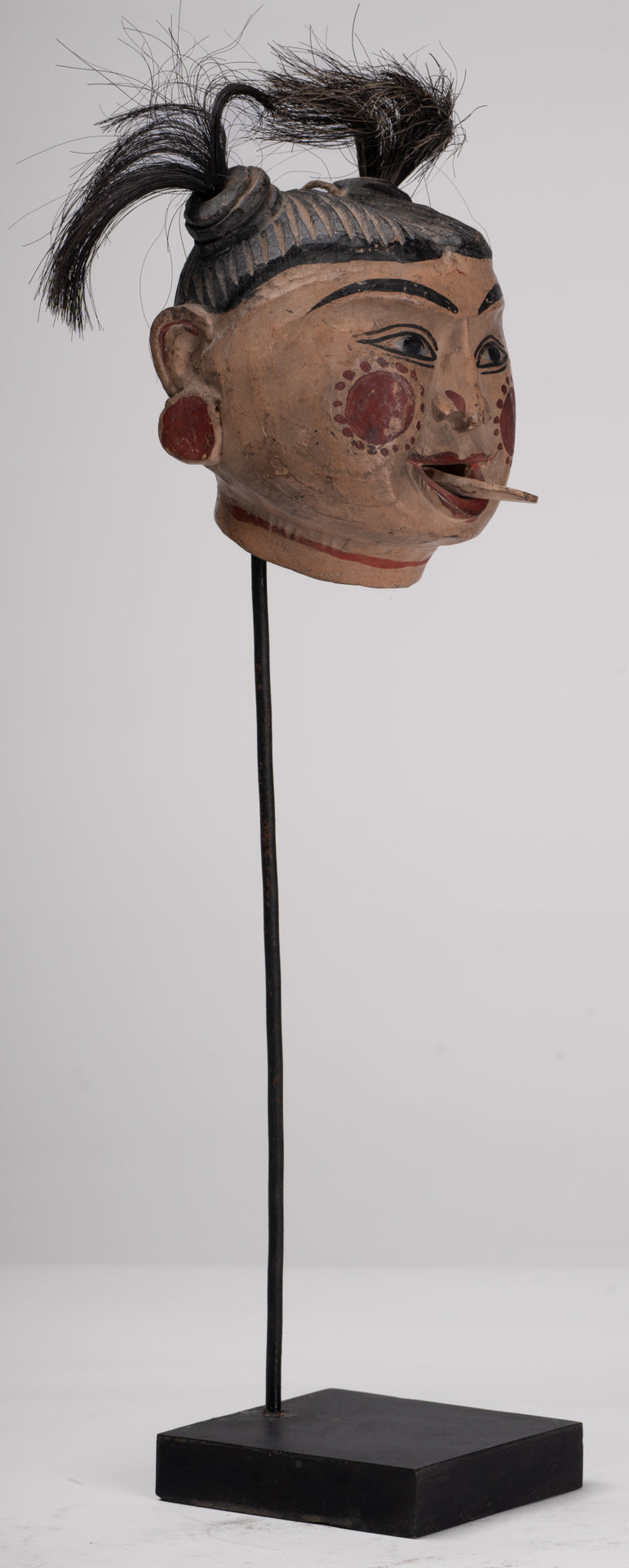 Antique Puppet Statue - Antique Burmese Style Painted Wood Puppet Head - 43cm/14"