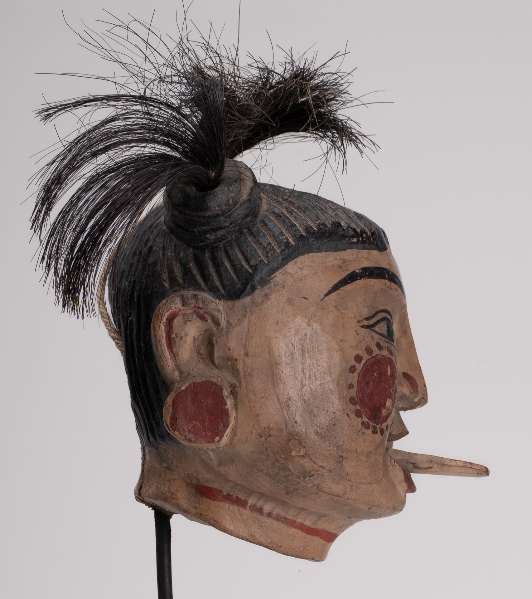 Antique Puppet Statue - Antique Burmese Style Painted Wood Puppet Head - 43cm/14"