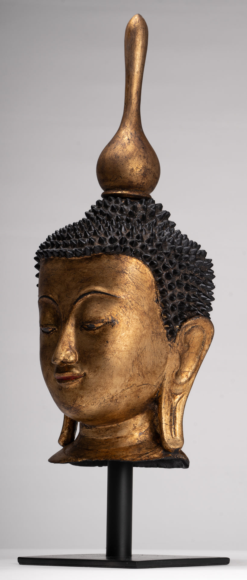 Antique Burmese Style Shan Gold Lacquer Buddha Head - 56cm/22"