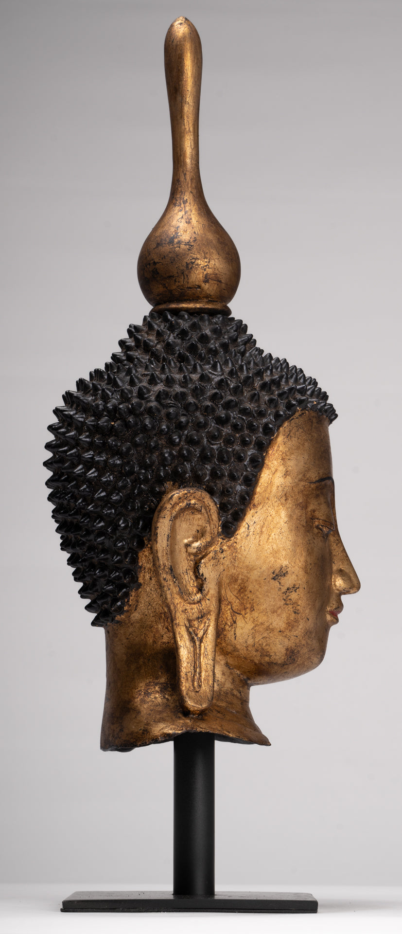 Antique Burmese Style Shan Gold Lacquer Buddha Head - 56cm/22"