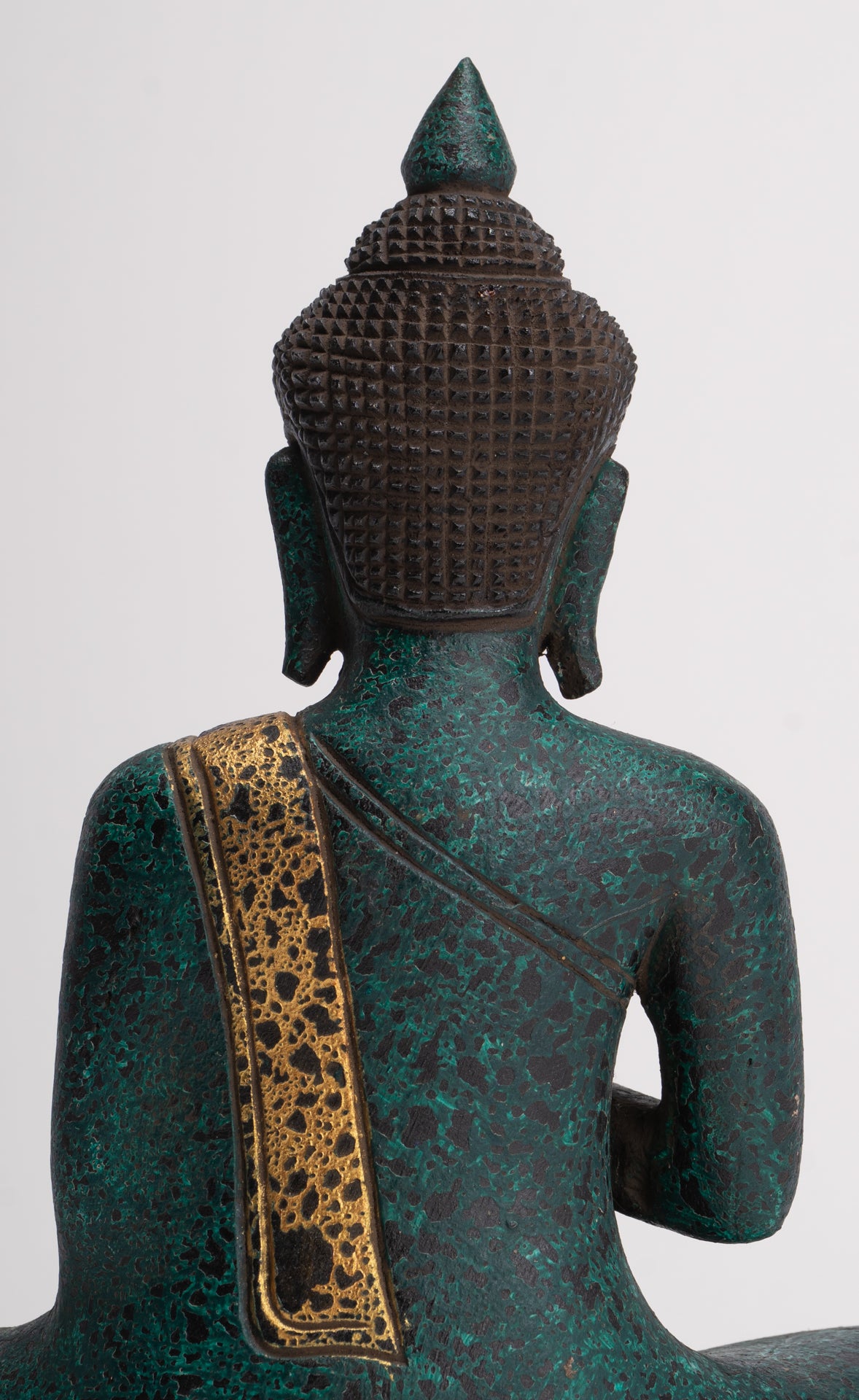 Buddha Statue - Antique Khmer Style Cambodia Seated Wood Buddha Statue Teaching Mudra - 26cm/10"