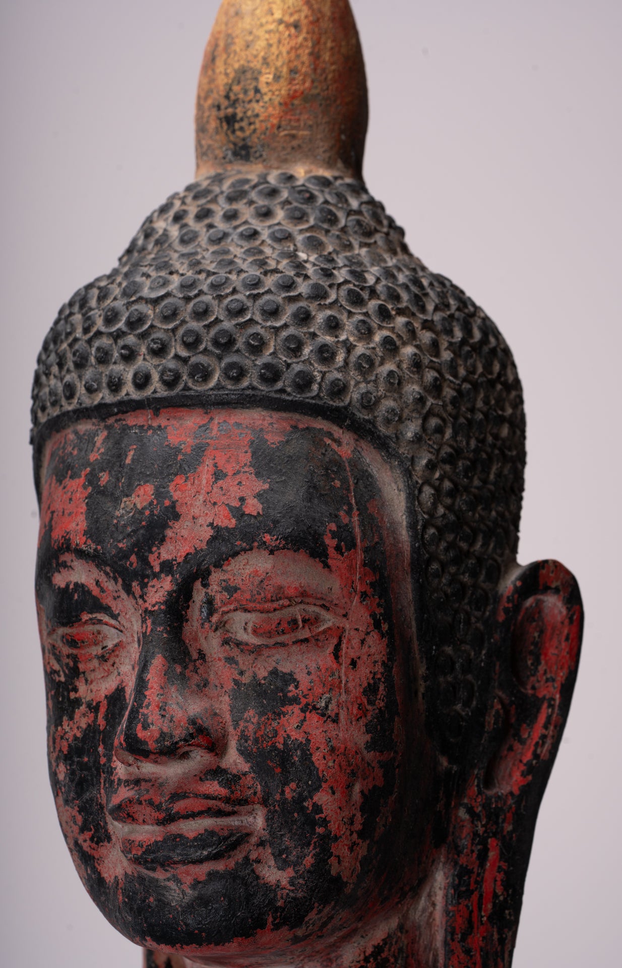 Large Buddha Statue - Antique Khmer Style Wood Standing Protection Monday Buddha Statue - 164cm/66"