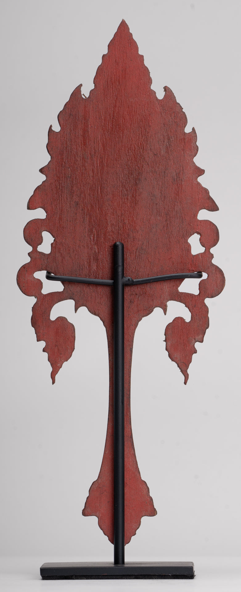 Antique Thai Style Wood Devotional Buddha Fan - 26cm/10"