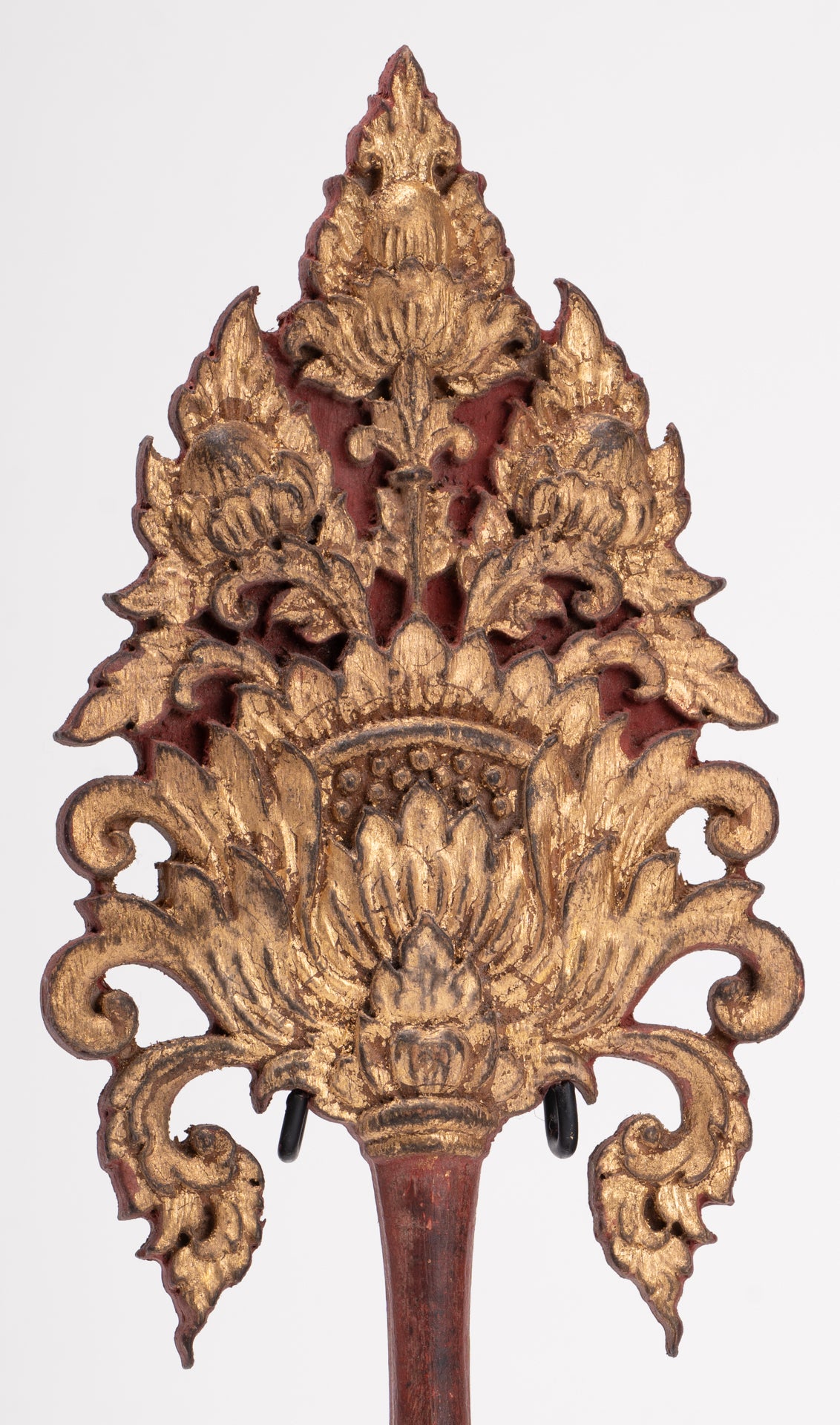 Antique Thai Style Wood Devotional Buddha Fan - 28cm/11"