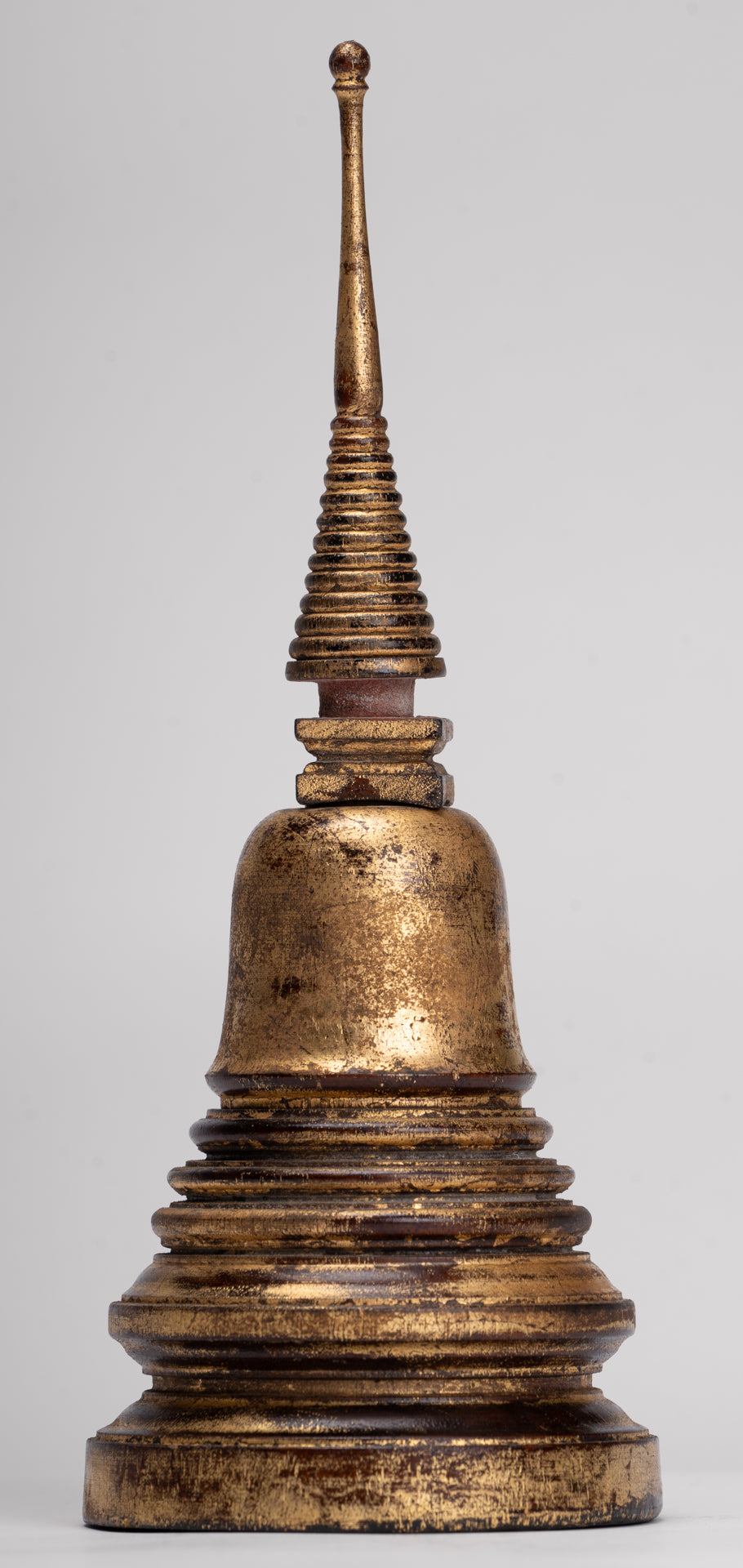 Buddhist Stupa - Antique Thai Style Wood Nirvana Stupa or Chedis - 26cm/10"