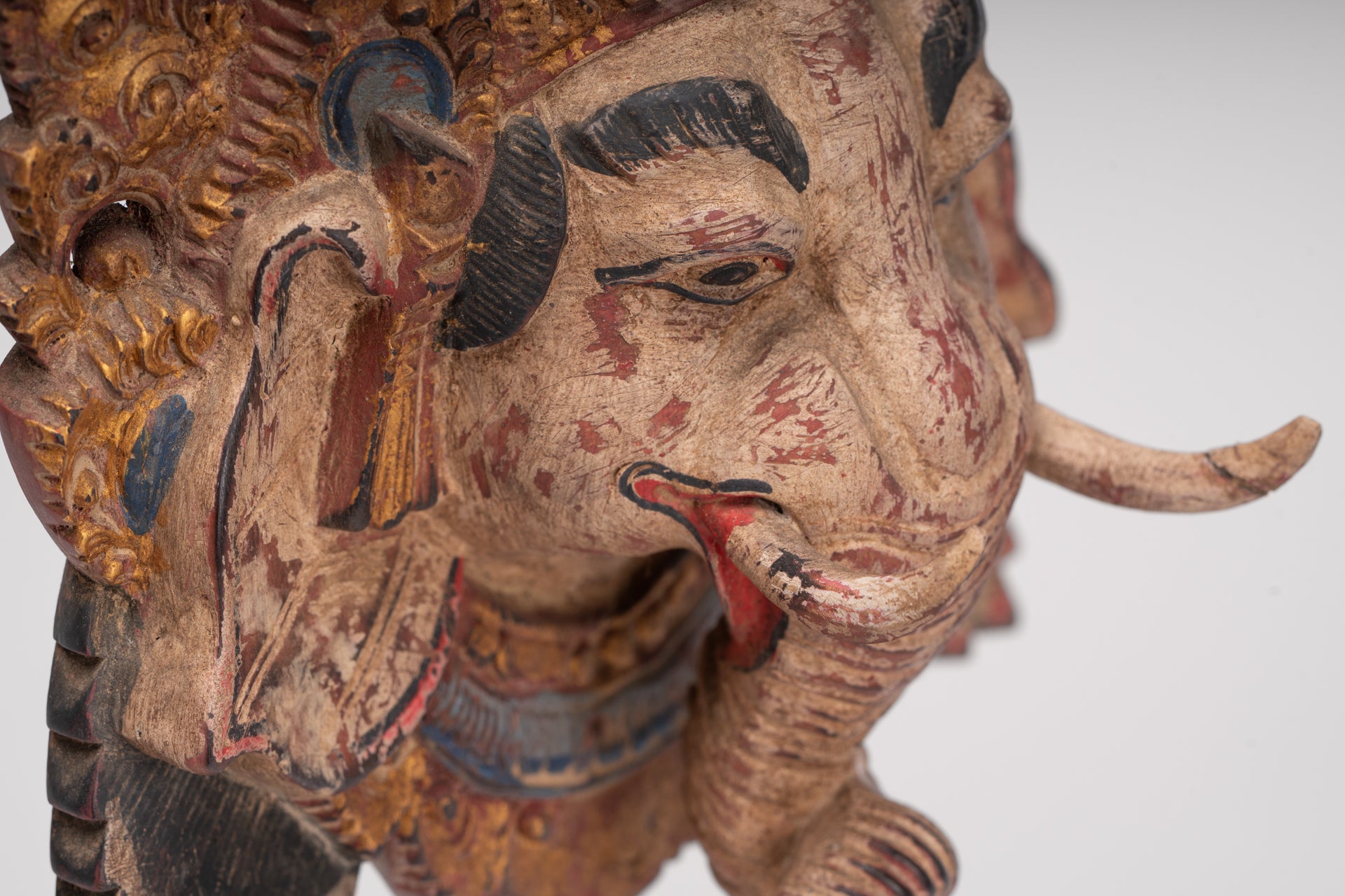 Ganesha Statue - Antique Javanese Style Wood Mounted Majapahit Ganesha Statue - 35.5cm/14"