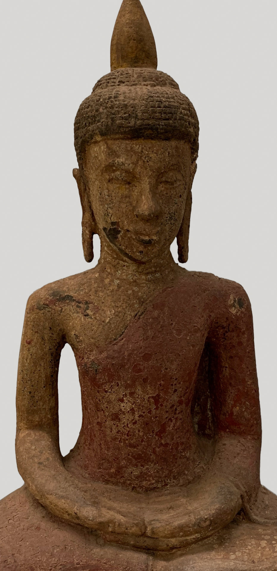 Buddha Statue - Antique Khmer Style SE Asia Wood Meditation Buddha Statue - 56cm/22"