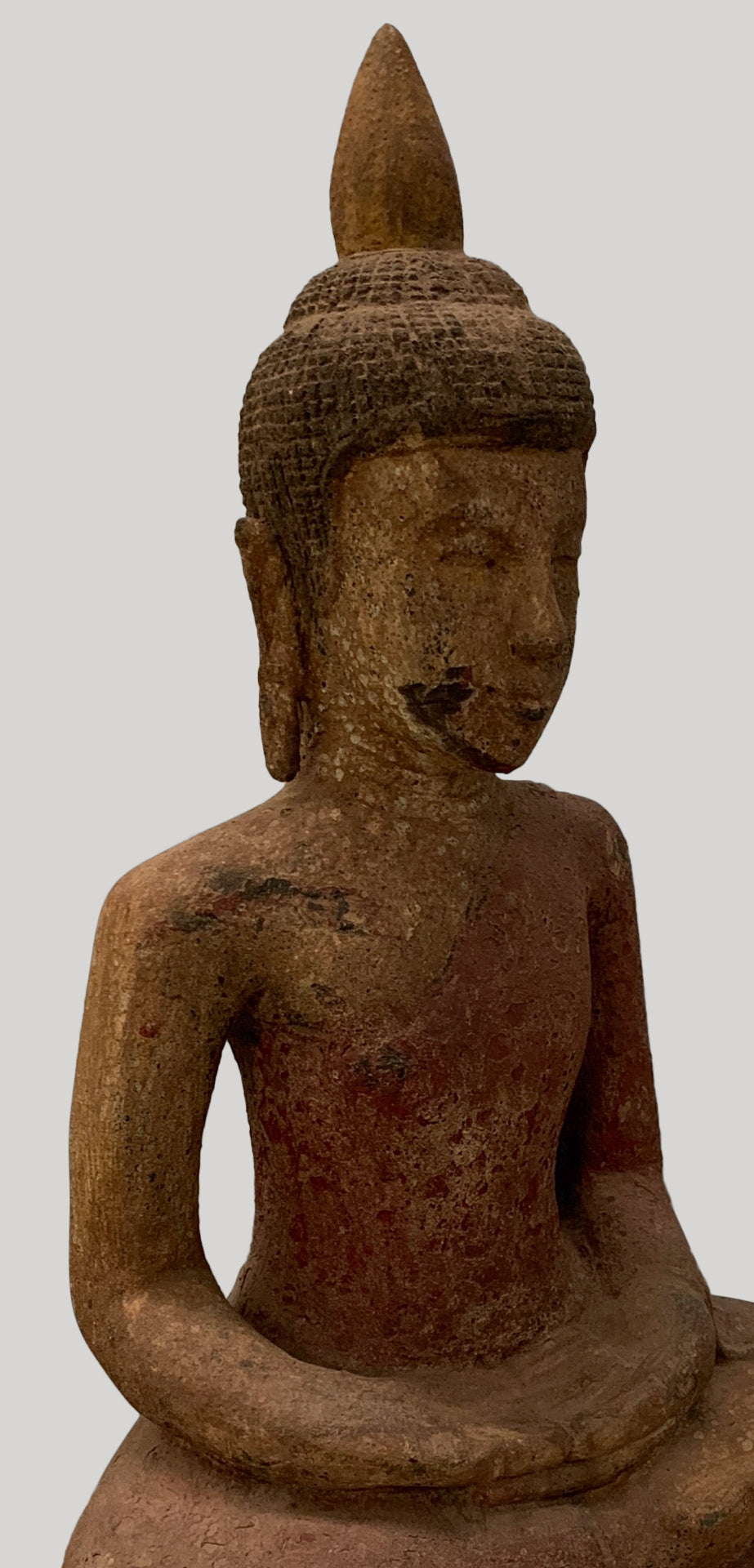 Buddha Statue - Antique Khmer Style SE Asia Wood Meditation Buddha Statue - 56cm/22"