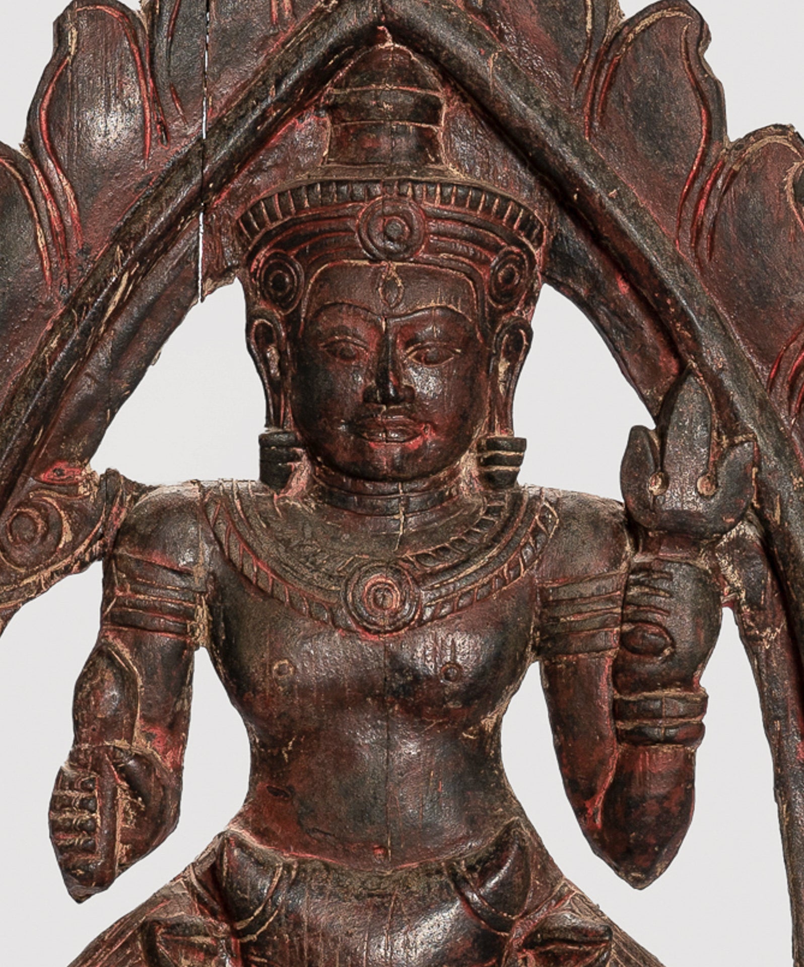 Shiva Statue - Antique Khmer Style SE Asia Wood Bas Relief Nandi & Shiva Statue - 105cm/42"