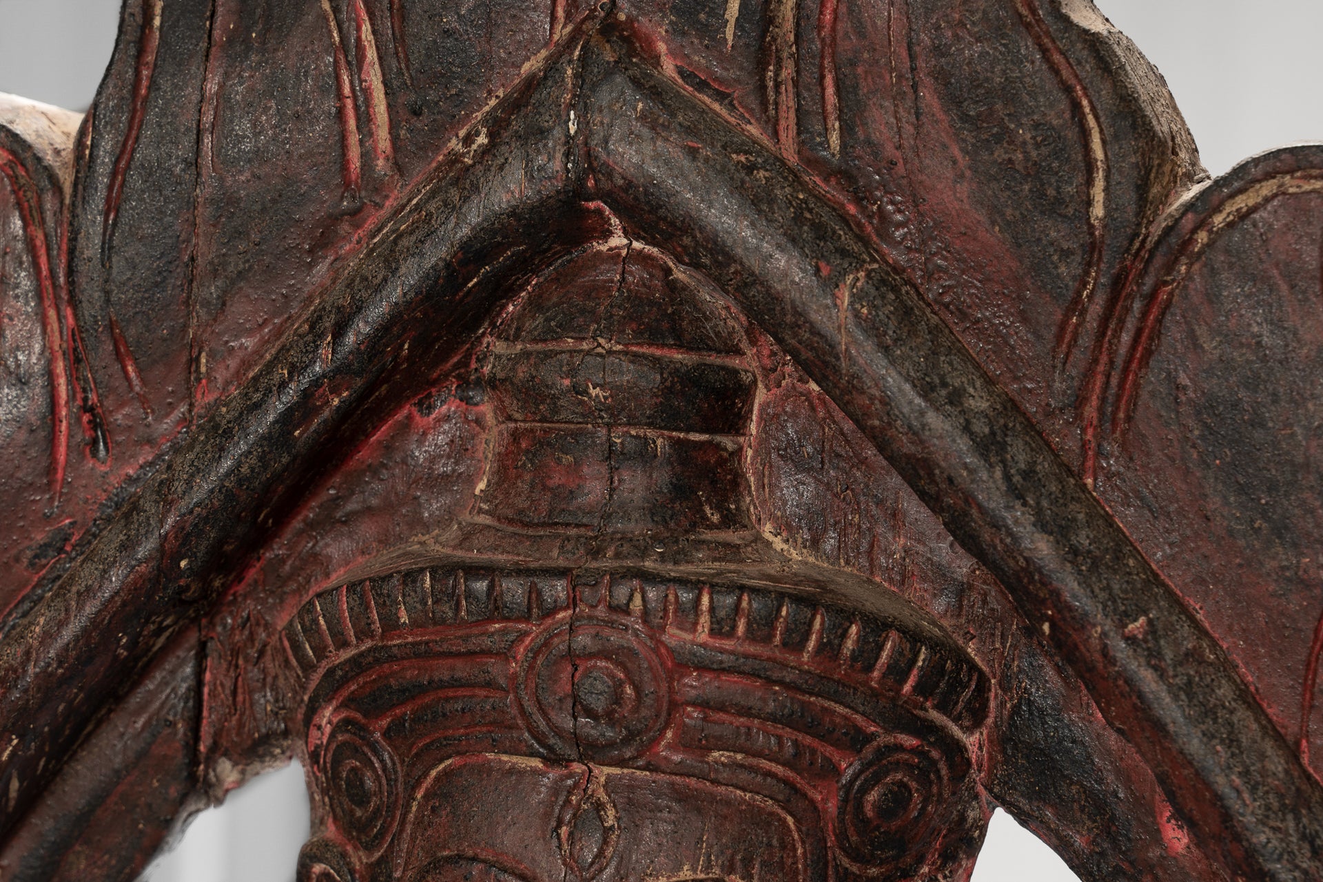 Shiva Statue - Antique Khmer Style SE Asia Wood Bas Relief Nandi & Shiva Statue - 105cm/42"