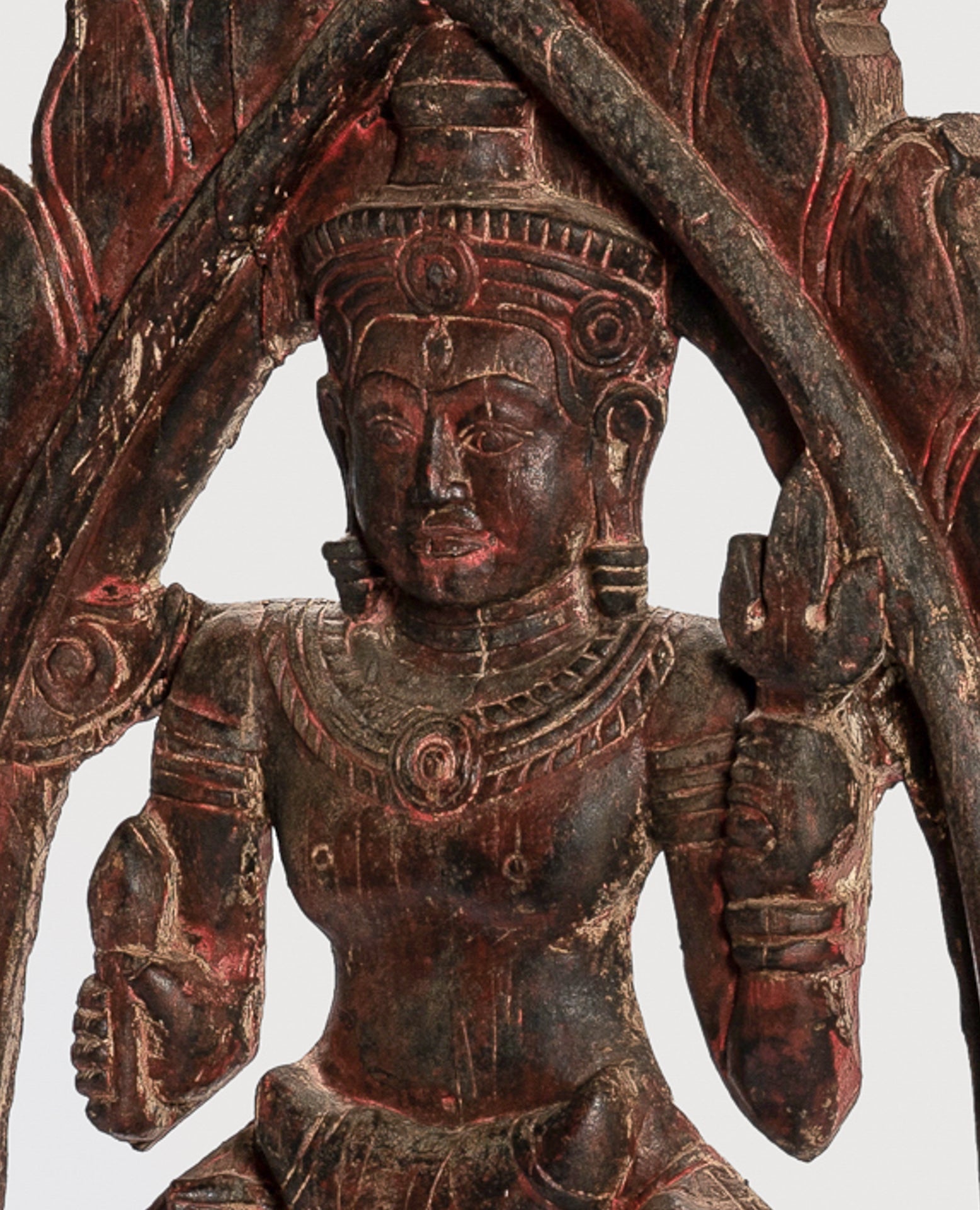 Shiva Statue - Antique Khmer Style SE Asia Wood Bas Relief Nandi & Shiva Statue - 105cm/42"