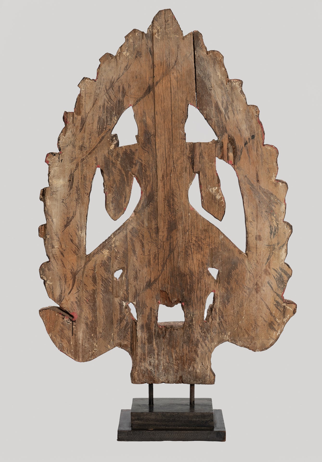 Shiva Statue - Antique Khmer Style SE Asia Wood Bas Relief Nandi & Shiva Statue - 105cm/42"