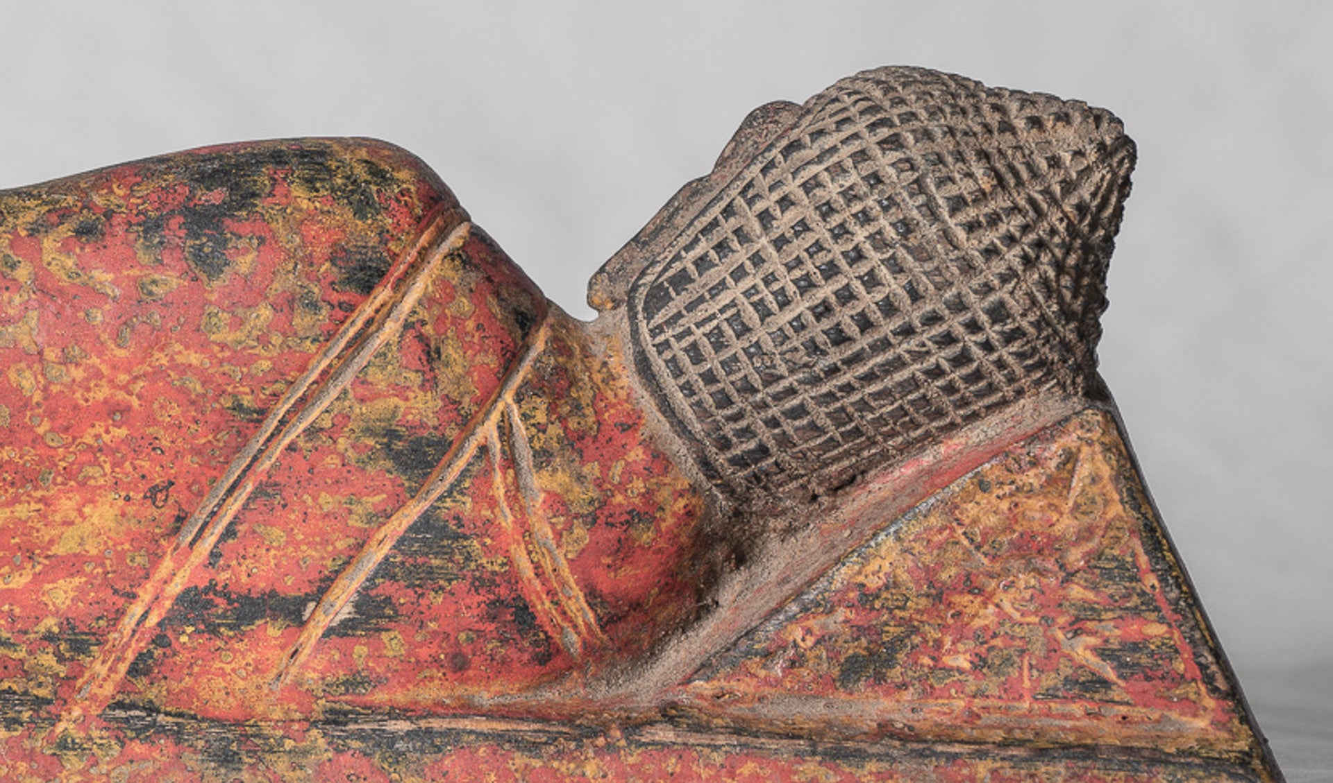 Buddha Statue - Antique Thai Style Wood Reclining Nirvana Buddha Statue - 30cm/12" Long