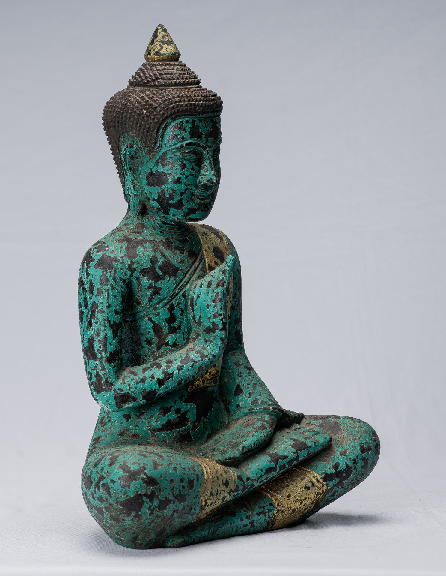 Escultura de Buda - Buda - Estatua de Buda de madera de estilo jemer antiguo de estilo jemer enseñando Mudra - 39cm/16 "