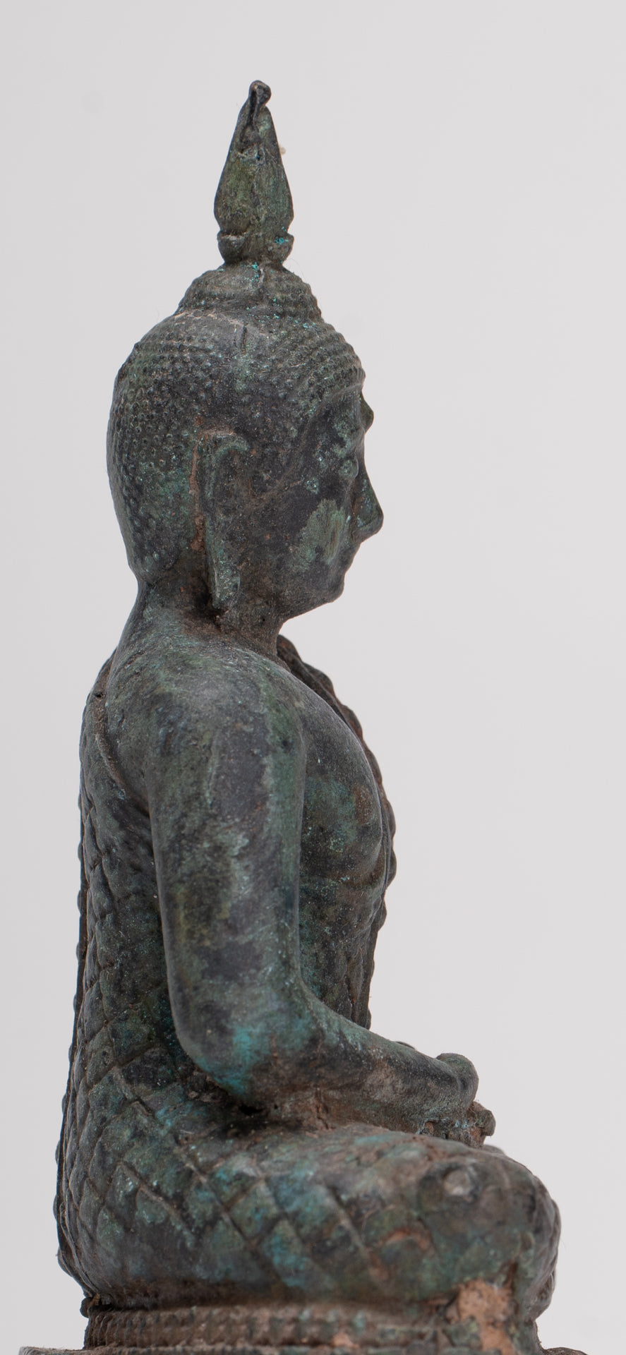 Buddha Sculpture - Antique Thai Style Bronze Seated Meditation Buddha Statue - 12.5cm/5"