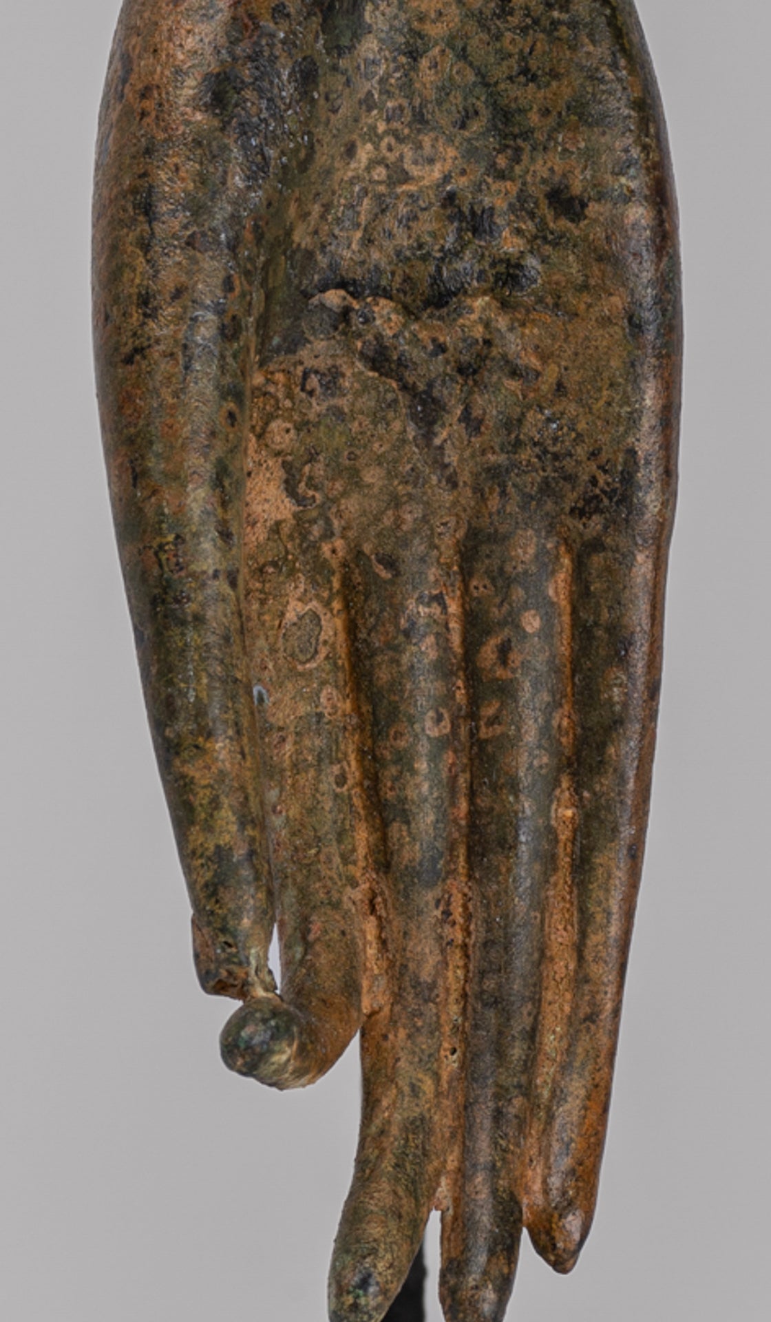 Mounted Antique Thai Style Southeast Asia Bronze Thai Teaching Hand - 21cm/8"