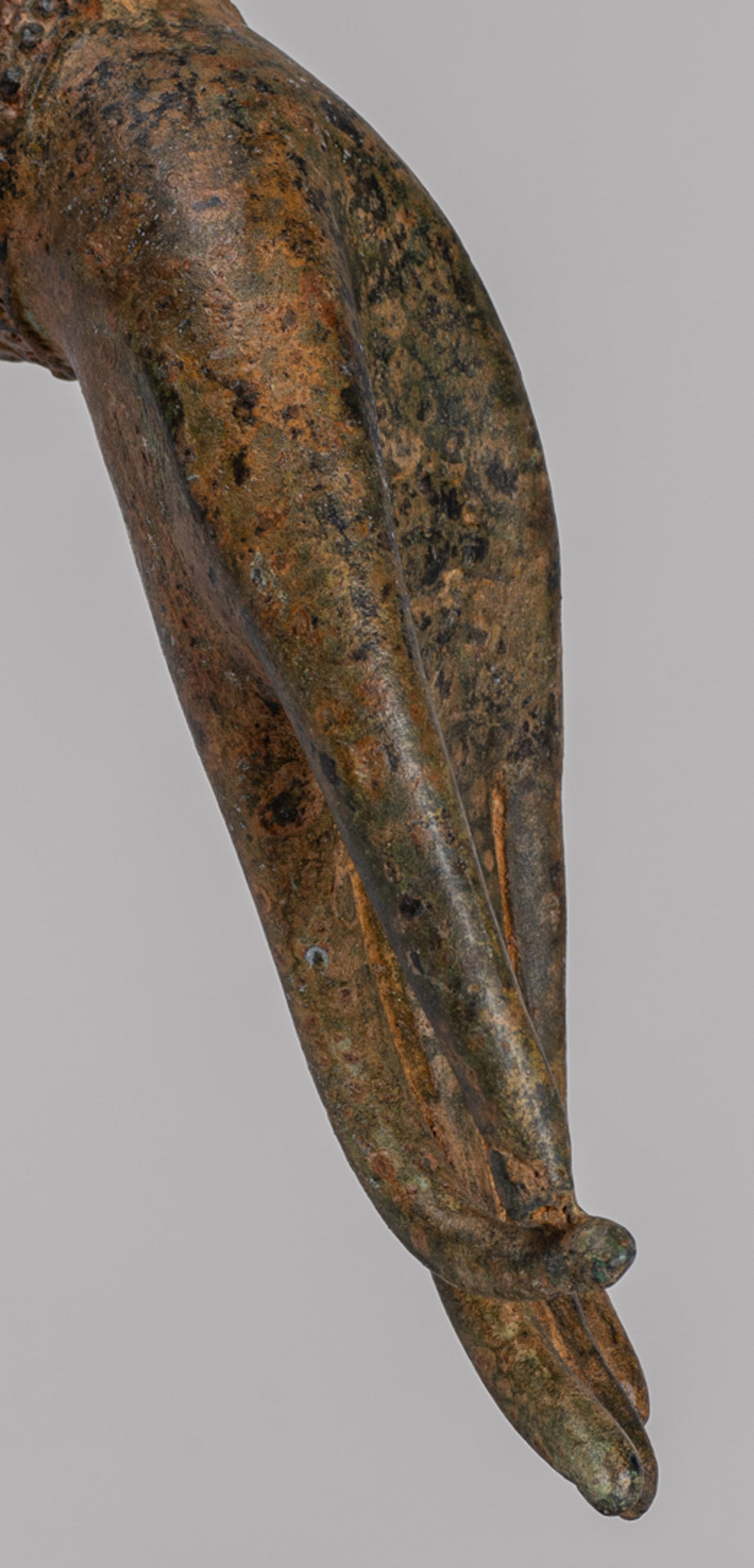 Mounted Antique Thai Style Southeast Asia Bronze Thai Teaching Hand - 21cm/8"