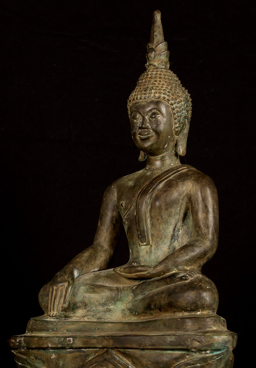 Statua Buddha - Antique Antique Laos Enlightenment Buddha Statue - 61 cm/24 "