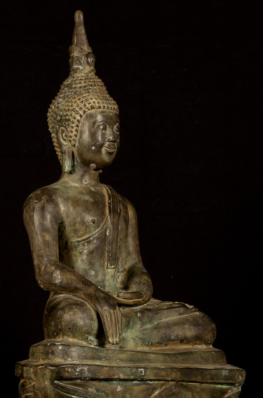 Statua Buddha - Antique Antique Laos Enlightenment Buddha Statue - 61 cm/24 "