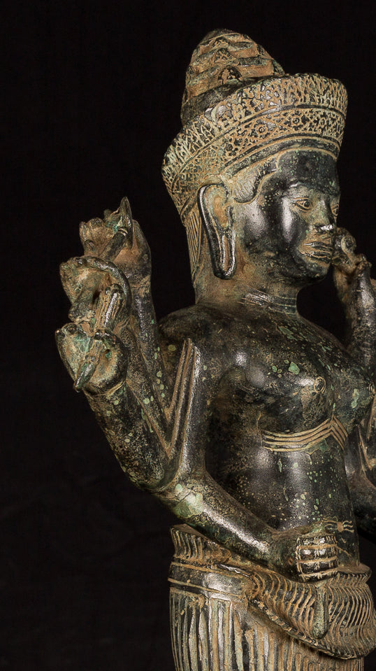 Antique Khmer Style Koh Ker Durga Mahishasuramardini Statue- 54cm/22 "