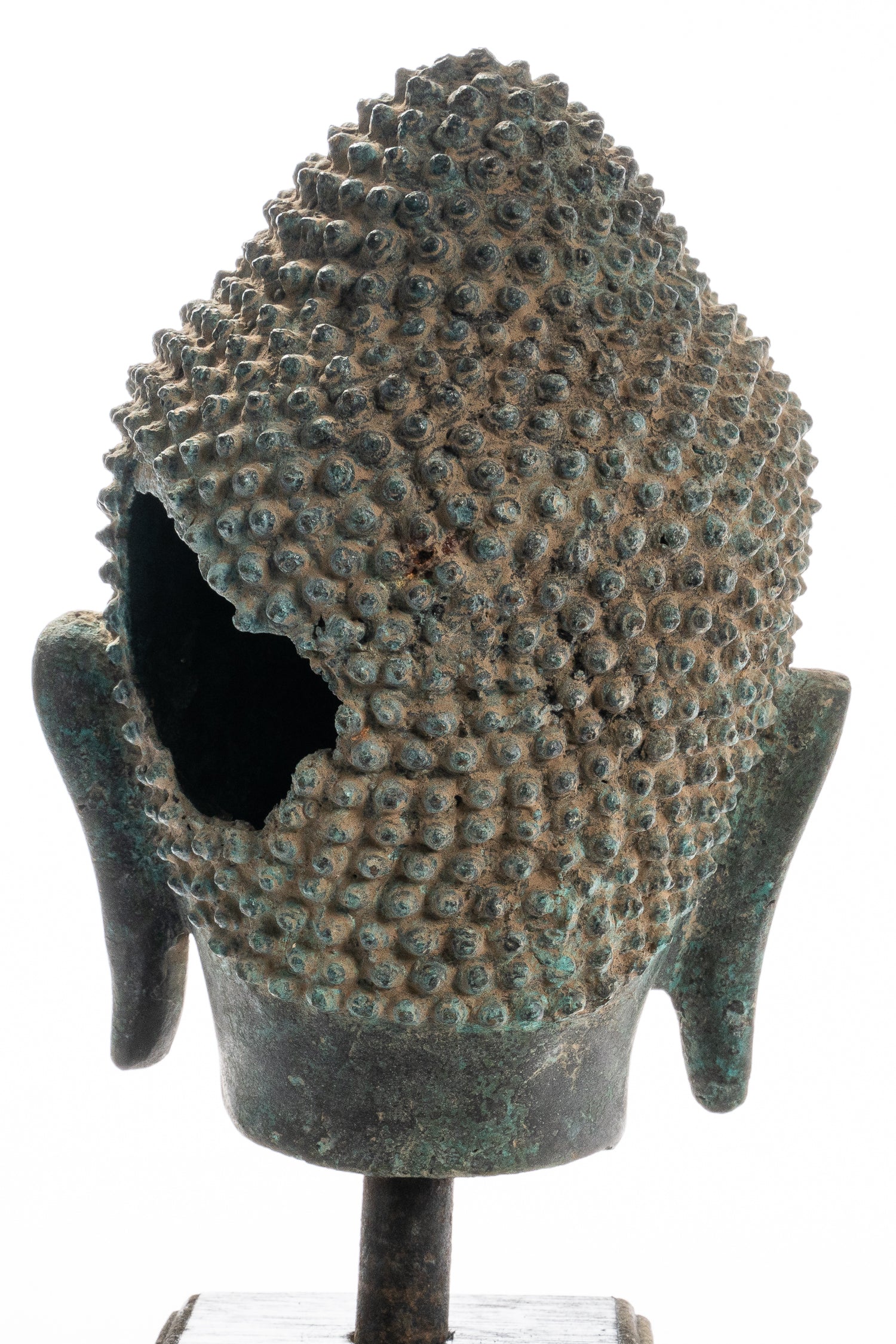 Statue de Bouddha-Antique style Thaï monté Bouddha en bronze Chef Statue-35cm/14 "