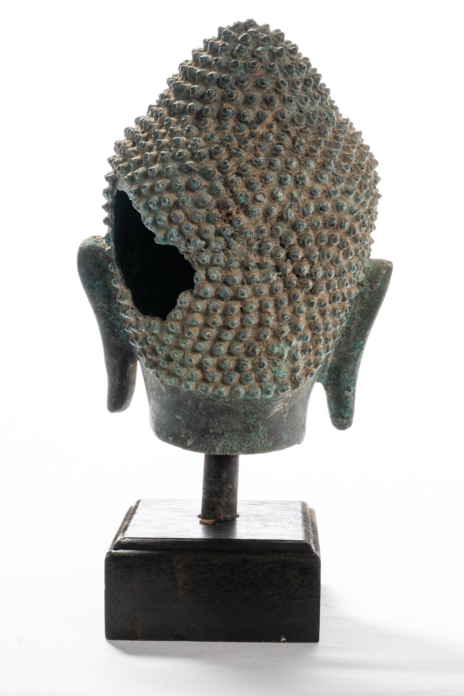 Statue de Bouddha-Antique style Thaï monté Bouddha en bronze Chef Statue-35cm/14 "