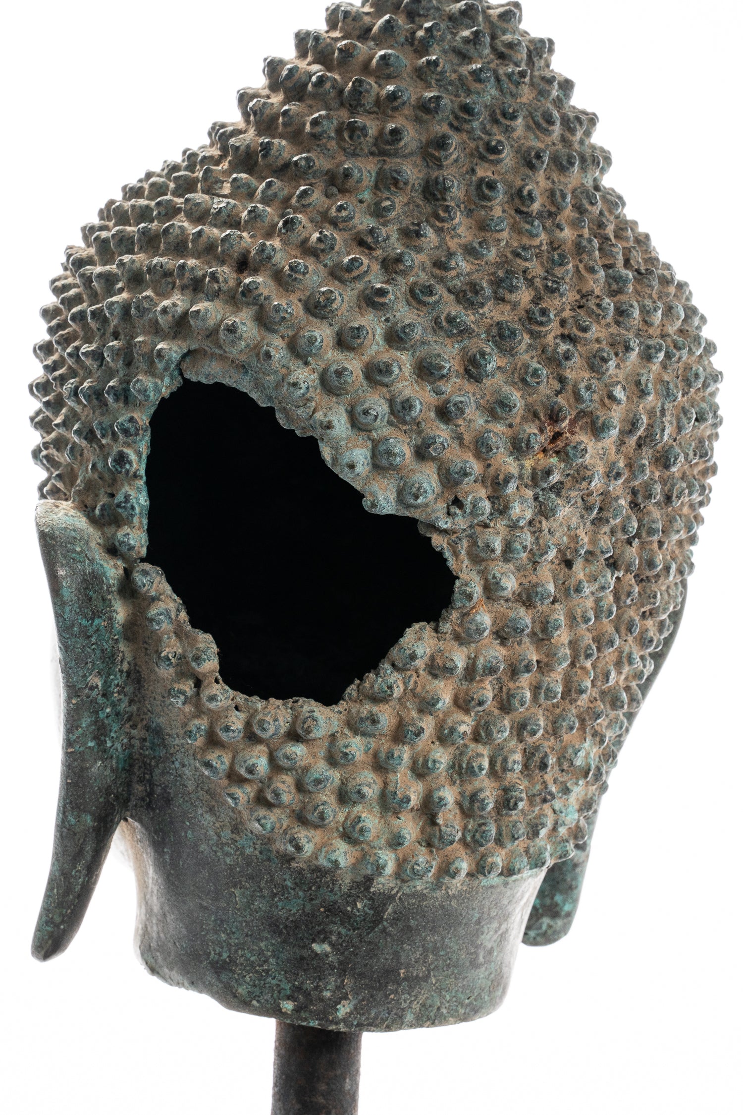 Statue de Bouddha-Antique style Thaï monté Bouddha en bronze Chef Statue-35cm/14 "