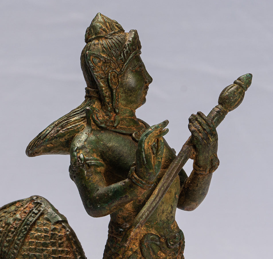 Antike Thai Stil Bronze Weibliche Gottheit mit Naga Schwanz Statue 18cm/7"