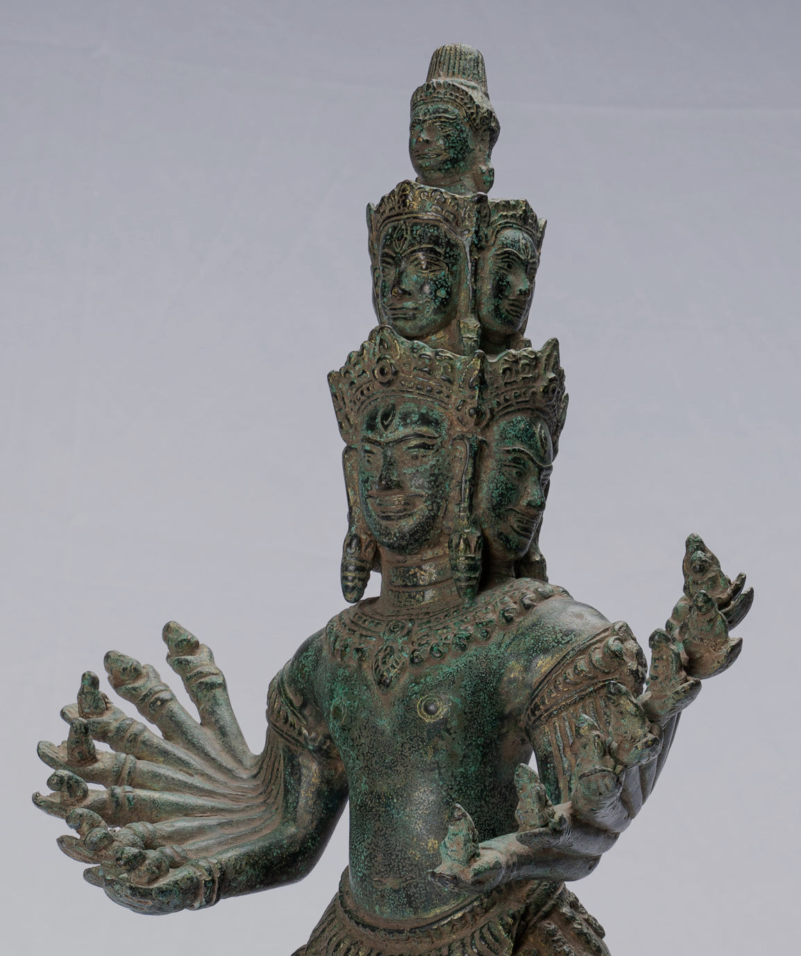 Antique Khmer Style Standing Bronze Angkor Wat Hevajra Statua - 59 cm/24 "di altezza